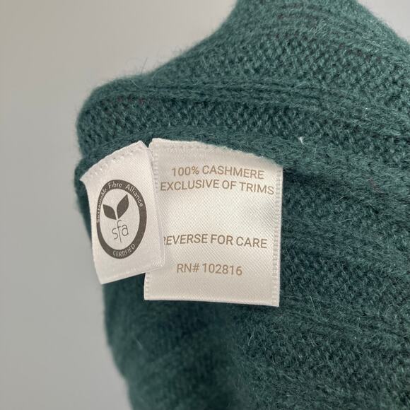 NWT GARNET HILL Men's Washable Cashmere Ribbed Sweater 1/4 Zip Emerald Green L - Picture 6 of 6